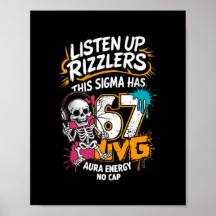 Poster Ouçam Rizzlers Este Sigma Tem 67 Energia de Aura S