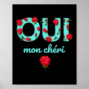 Poster Oui Mon Cheri Expressão Francesa Legal cita Gráfic