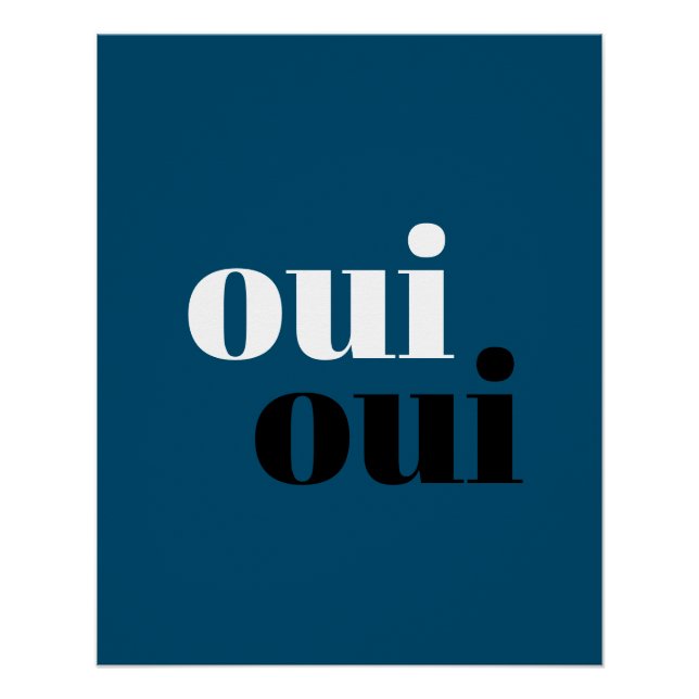 Póster oui oui Moderno Azul Tipografia simples banheiro (Frente)