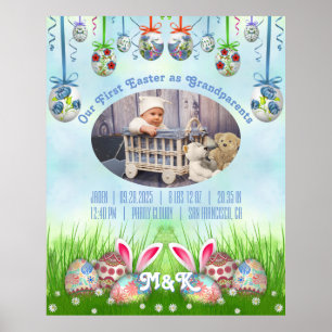 Poster Our First Easter as Grandparents Baby Blue Photo