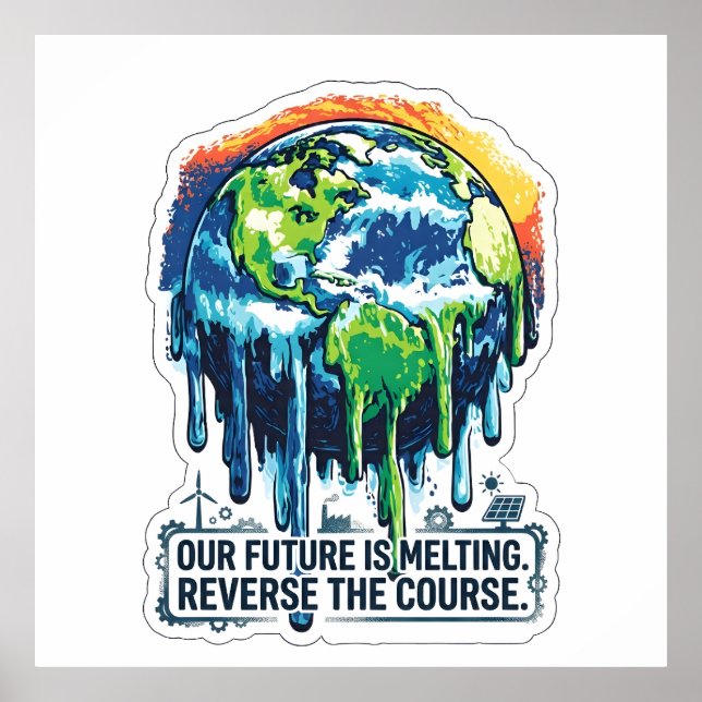 Poster Our Future is Melting | Global Warming Awareness (Frente)