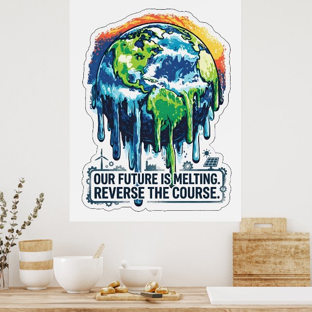 Poster Our Future is Melting | Global Warming Awareness (Cozinha)