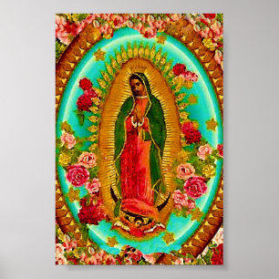 Poster Our Lady Guadalupe Mexican Saint Virgin Mary
