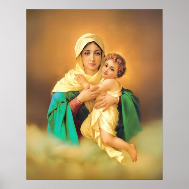 Poster Our Lady Virgin Mary Refuge Sinners Catholic Saint (Frente)