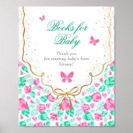Poster Our Lovely One Baby Shower Books for Baby Sign