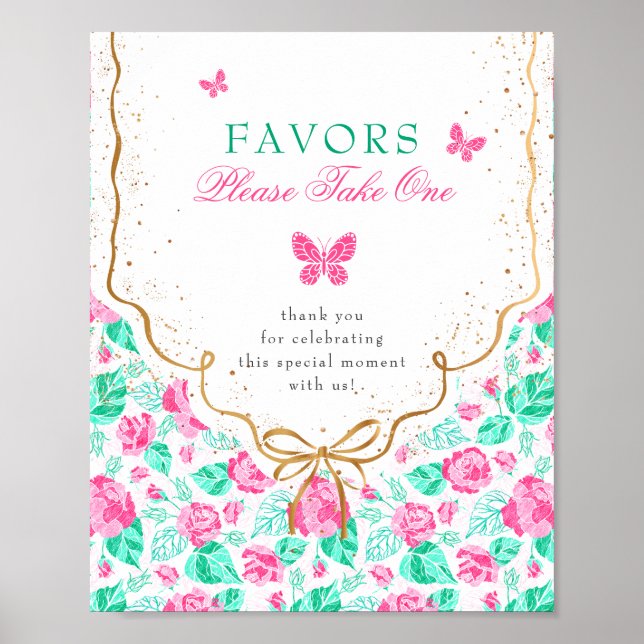 Poster Our Lovely One Baby Shower Favors Sign (Frente)