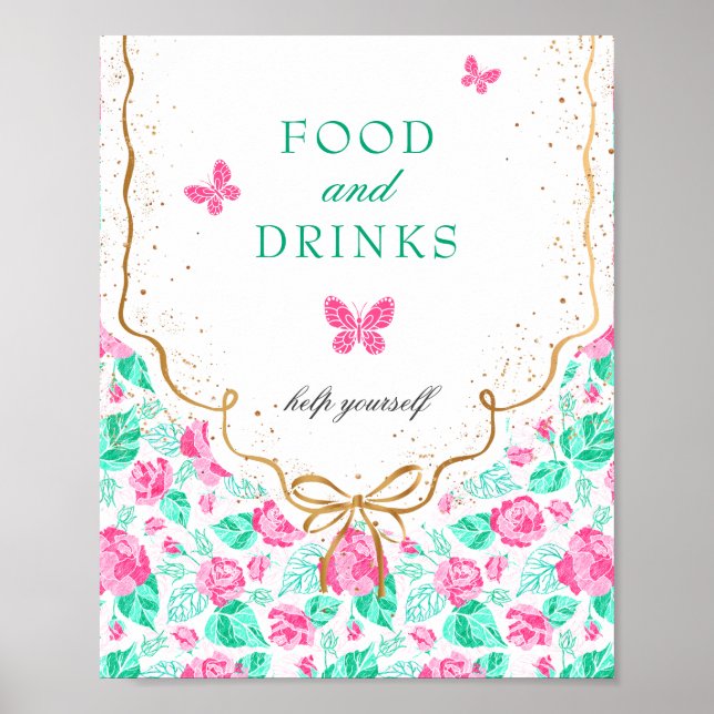 Poster Our Lovely One Baby Shower Food & Drinks Sign (Frente)