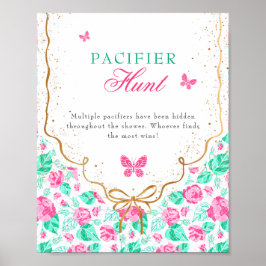 Poster Our Lovely One Baby Shower Pacifier Hunt Game Sign