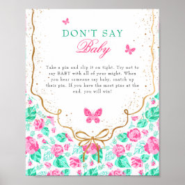 Poster Our Lovely One Don't Say Baby Shower Game Sign