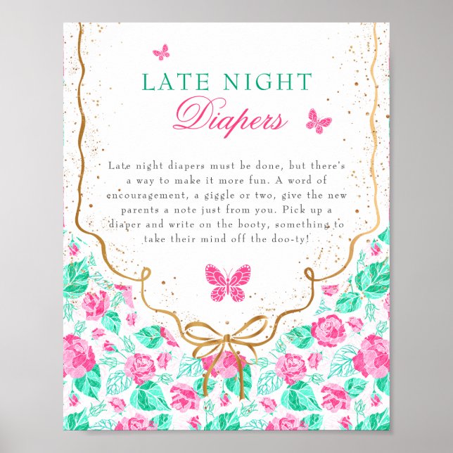 Poster Our Lovely One Late Night Diapers Game Sign (Frente)