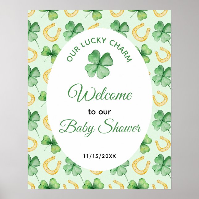Poster Our Lucky Charm St Patrick's Baby Shower Welcome (Frente)