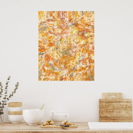 Poster Ouro Amarelo - Abstrato de Traços Quentes de Laran