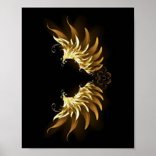 Poster Ouro Angel Wings sobre fundo preto
