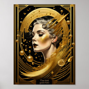 Poster Ouro Art Deco editável