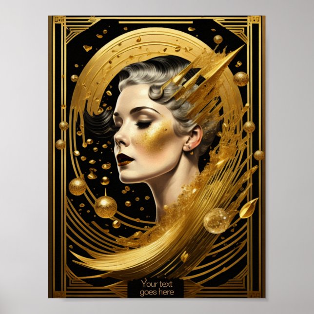 Poster Ouro Art Deco editável (Frente)