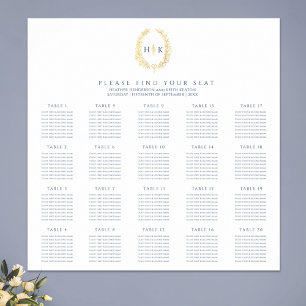 Poster Ouro azul escuro folhas de coroa oval casamento