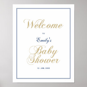 Poster Ouro & Azul Marinho Placa de Boas-Vindas para Ch