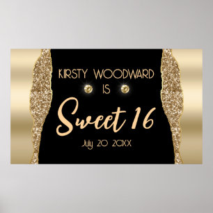 Poster Ouro Brilho Glam Edge & Diamantes Doce 16