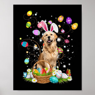 Poster Ouro Cachorro Bonito Retriever Diversão da Páscoa
