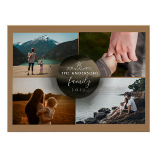 Póster Ouro Castanho Moderno Ornamental 4 Fotografias