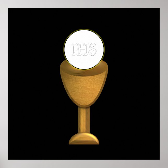 Póster Ouro Chalice e Anfitrião - Santa Comunhão (Frente)