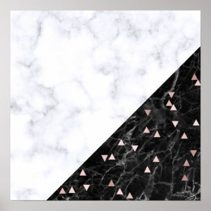 Poster ouro cor-de-rosa do mármore branco preto elegante