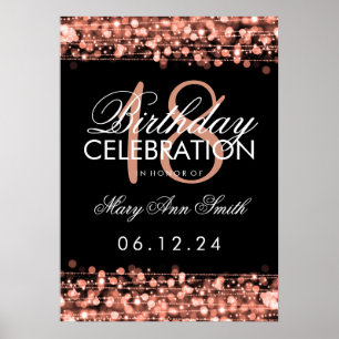 Poster Ouro cor-de-rosa dos 18os Sparkles elegantes da