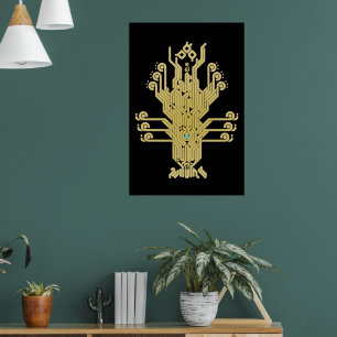 Poster Ouro Crystal Tree of Life