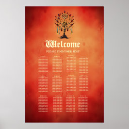 Poster Ouro da árvore da vida com pedras vermelhas