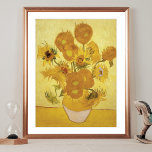 Póster Ouro de girassóis Fundo Vincent van Gogh<br><div class="desc">Poster de arte fina com a pintura impressionista poste,  Girassóis (1888),  de Vincent Van Gogh (1853-1890). Quinze flores num vaso contra fundo ouro.</div>