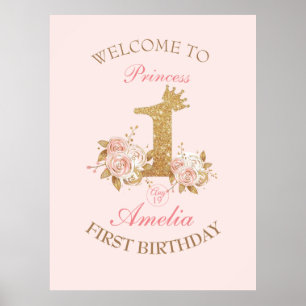Poster Ouro de sinais de boas-vindas primeiro aniversario