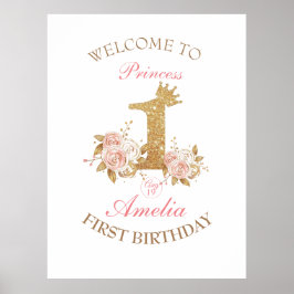 Poster Ouro de sinais de boas-vindas primeiro aniversario