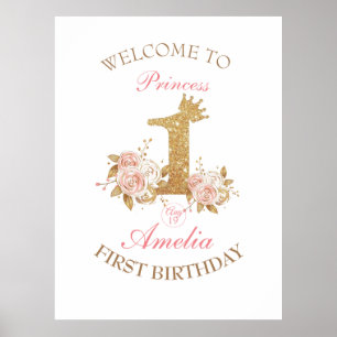 Poster Ouro de sinais de boas-vindas primeiro aniversario