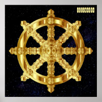 Ouro Dharma Wheel Buddhism E Hinduísmo Símbolo