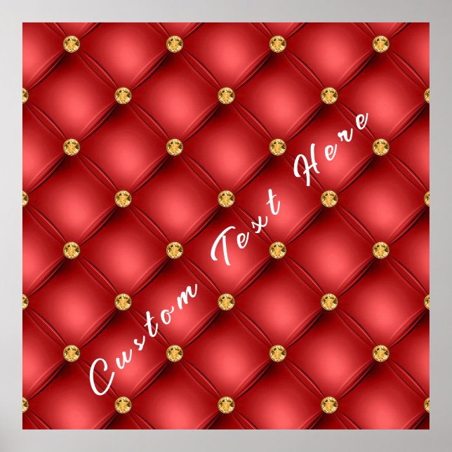 Poster Ouro Diamond Couro Tufado Nome Texto Personalizado (Frente)