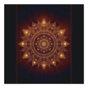 Póster Ouro Diwali Mandala - Luz dentro e ao redor