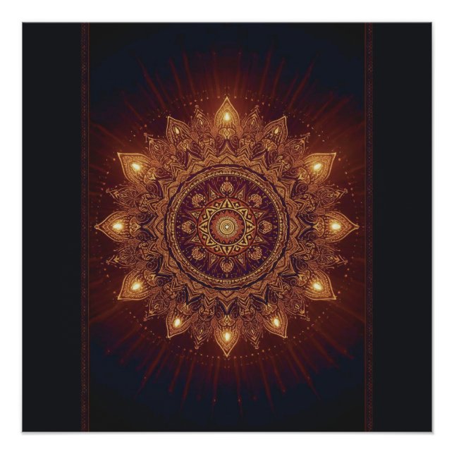 Póster Ouro Diwali Mandala - Luz dentro e ao redor (Frente)