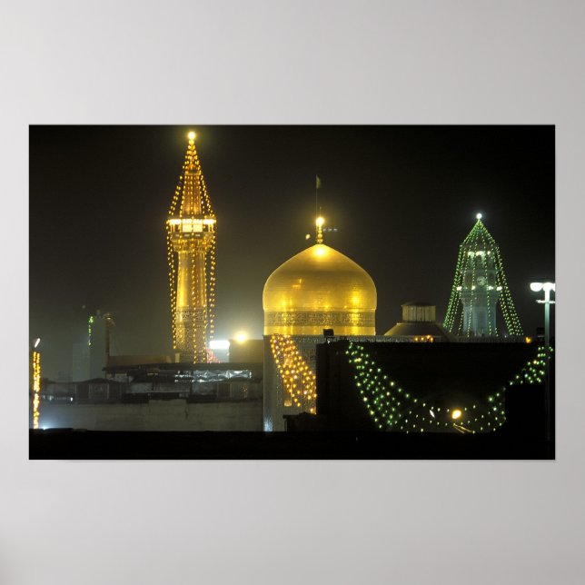 Póster Ouro do Complexo Sanitário de Imam Reza em (Frente)