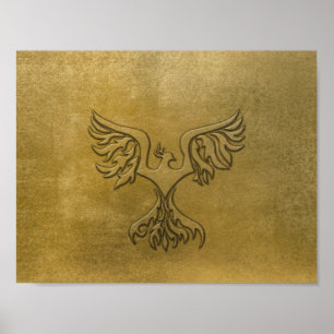 Poster Ouro do pássaro de Phoenix gravado
