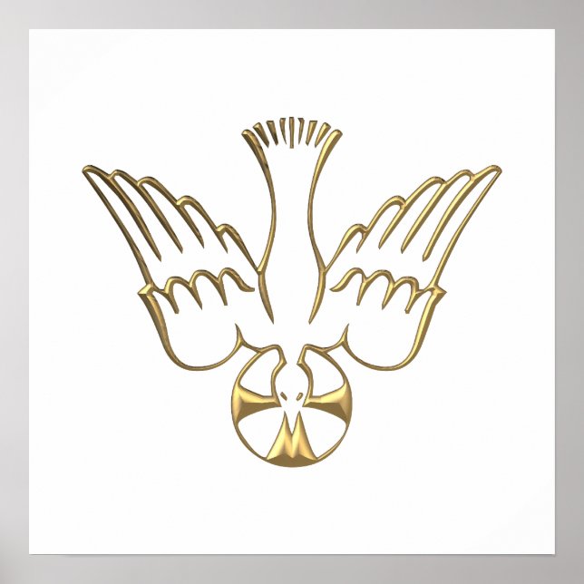 Póster Ouro do Símbolo Espírito Santo (Frente)