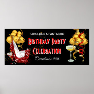 Póster Ouro do vermelho da celebração da festa de