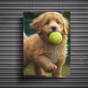 Poster Ouro Doodle Puppy Plays Ball