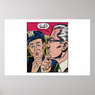 Poster ouro dos anos 50 histórias em quadrinhos de colhe