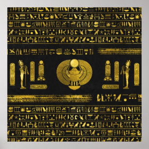 Poster Ouro egípcio de caranguejo em couro preto