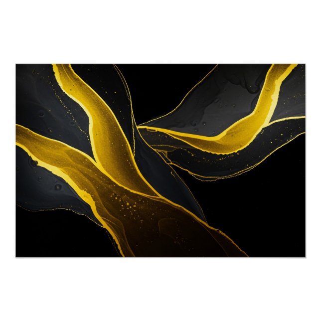 Póster Ouro em Fluxo Negro (Frente)