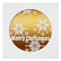 Ouro Feliz Natal Flocos de Neve Perfeitos Poster