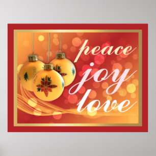 Póster Ouro festivo das bênçãos do Natal do amor da