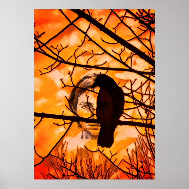 Poster Ouro Fire Raven Face (Frente)