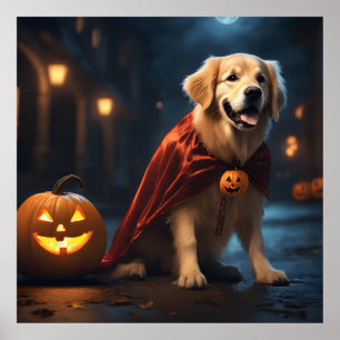 Poster Ouro Gelado Retriever Cachorro Cachorro Noite de H