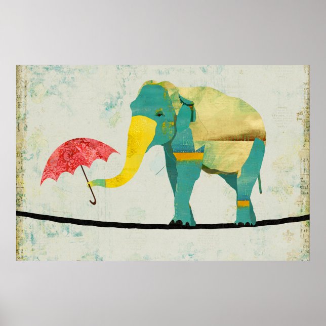 Póster Ouro Graceful Elephant Art (Frente)